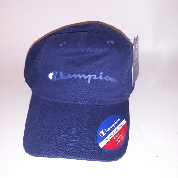 Champion Mens Hat Relaxed Fit Navy Blue One Size Pre Curved Bill Cotton Logo Buc - Picture 3 of 11